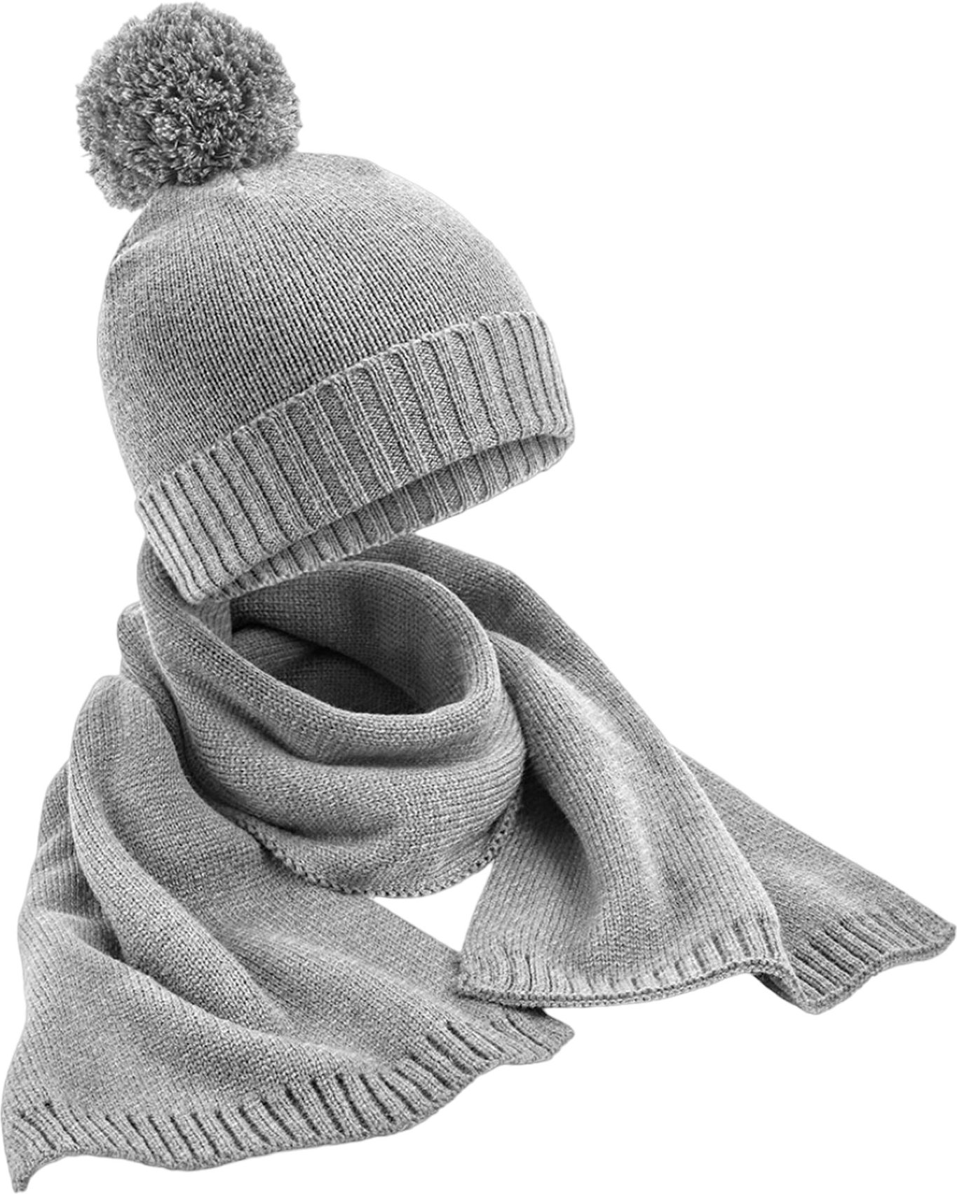 Beechfield Unisex Erwachsene Flecked gestrickte Mütze und Schal Set (Hellgrau)