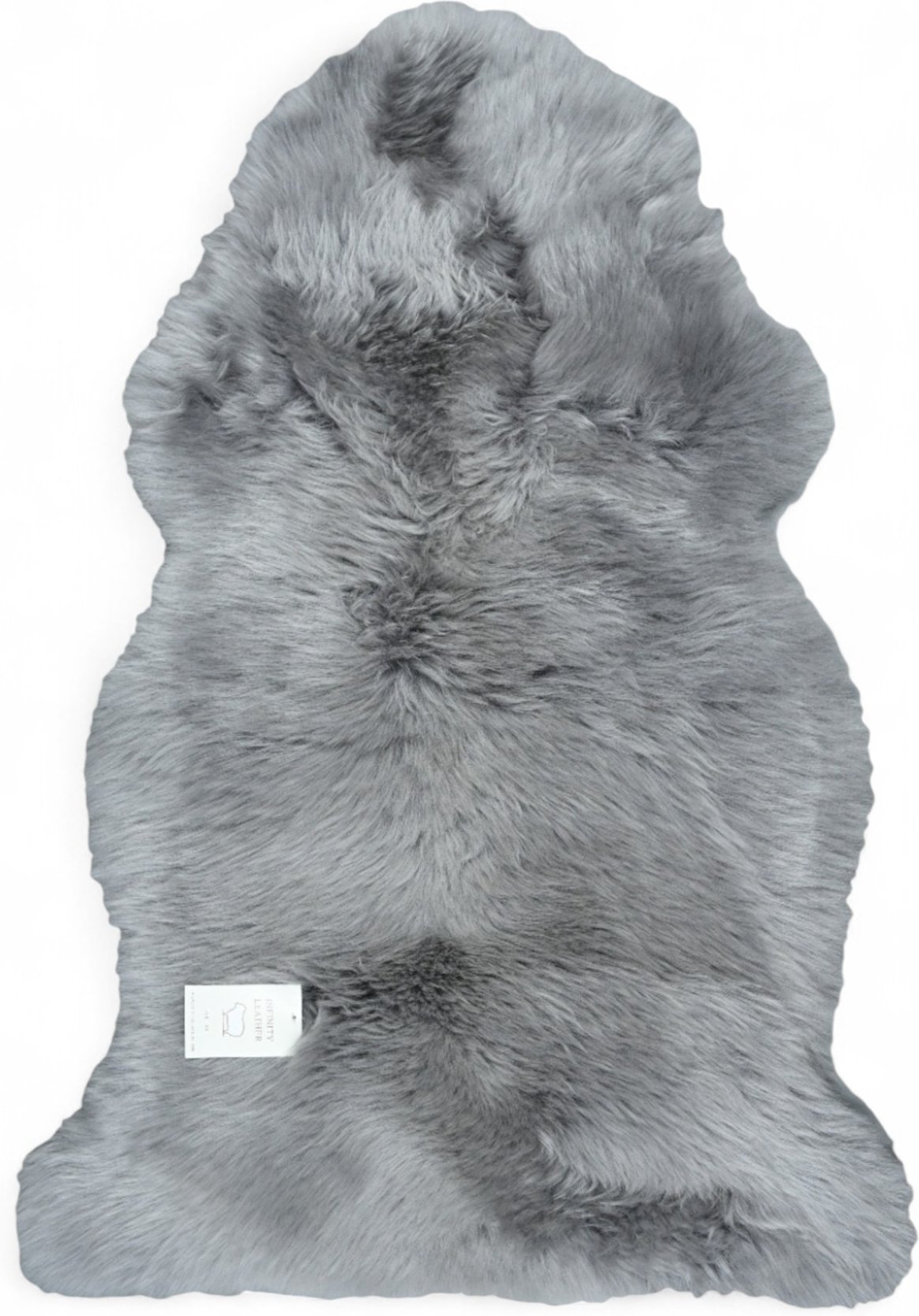Echter grauer Schaffell-Teppich, natürlich, seidig, weich und flauschig, echte Wolle