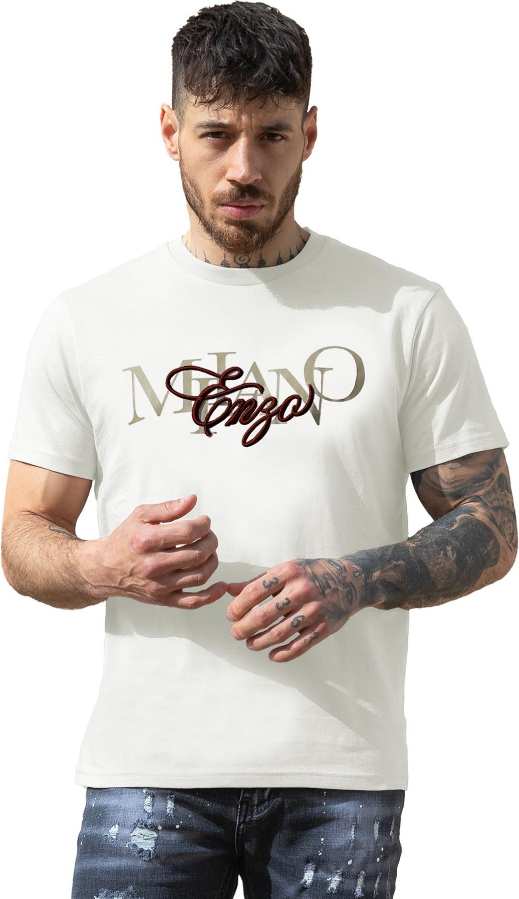 Enzo Milano | Herren T-Shirt mit Rundhalsausschnitt