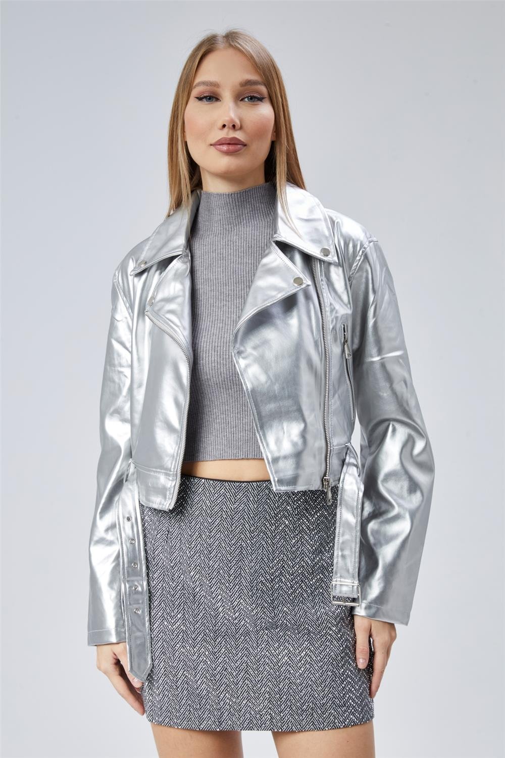 Metallisches Kurzdiagonales Jackett