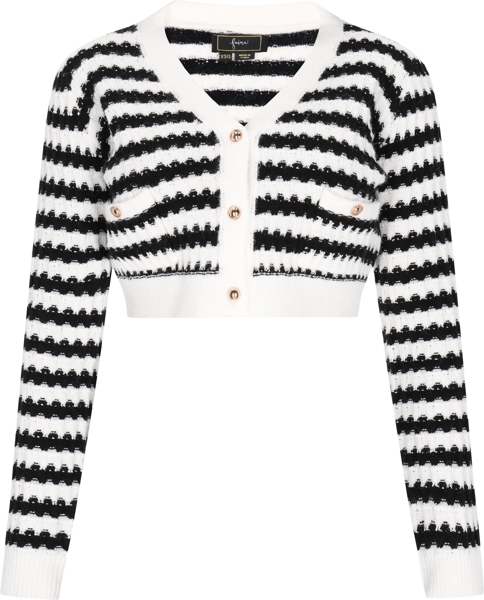 Faina Strickjacke Frauen cremeweiß schwarz