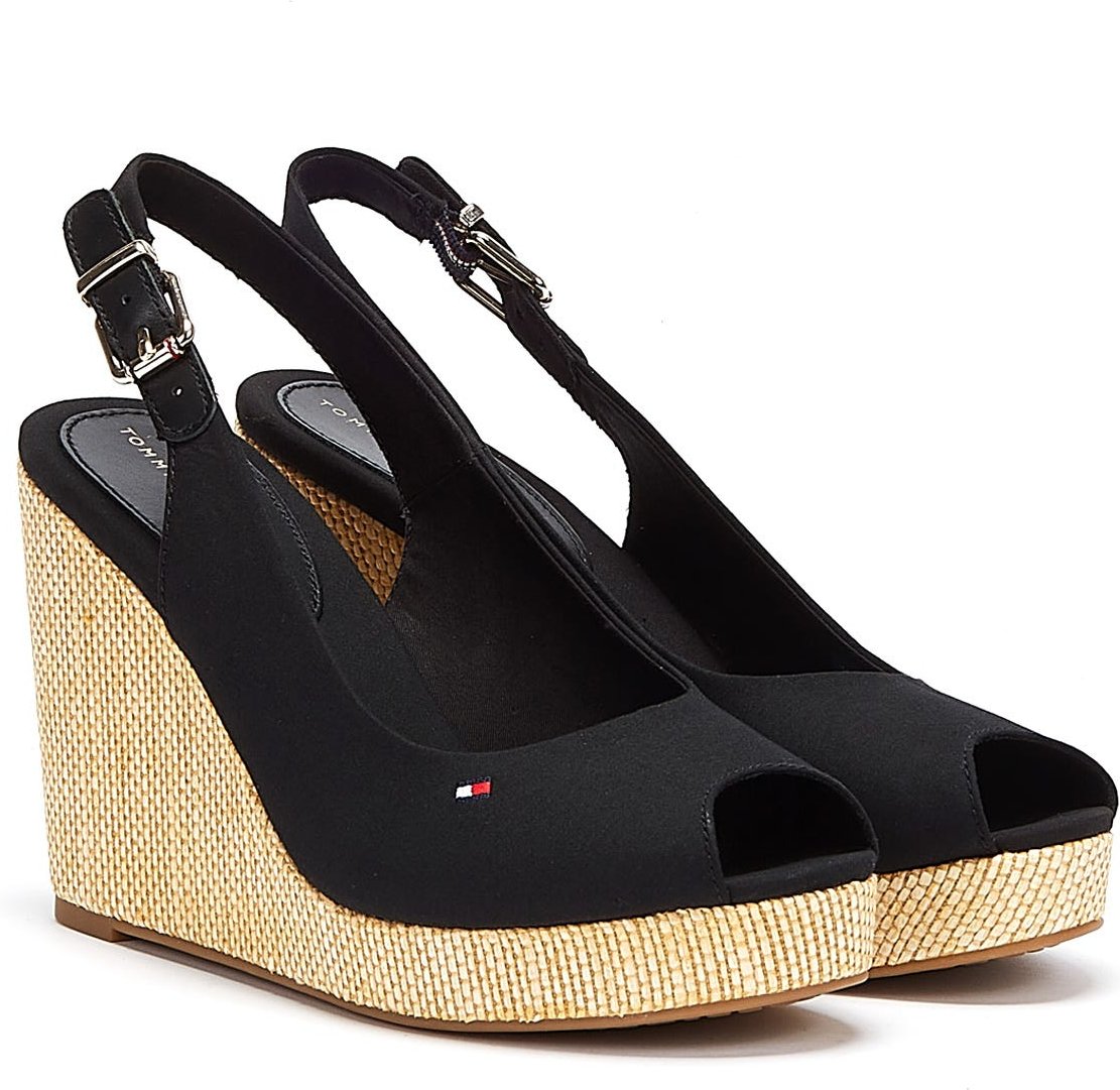 Tommy Hilfiger Iconic Elena Sling Back Womens Schwarz Keil Sandalen