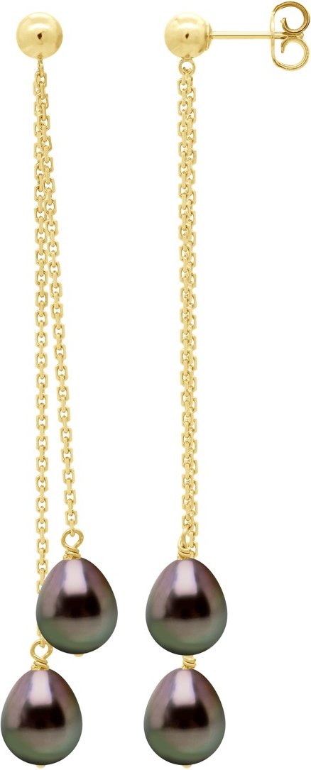 Hängende Ohrringe – echte Tahiti-Zuchtperlen, Birne, 7–8 mm
