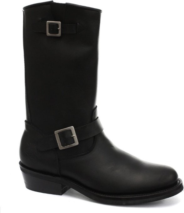 Grinders Unisex Schwarze Western-Lederstiefel mit glatter Sohle-Rebel