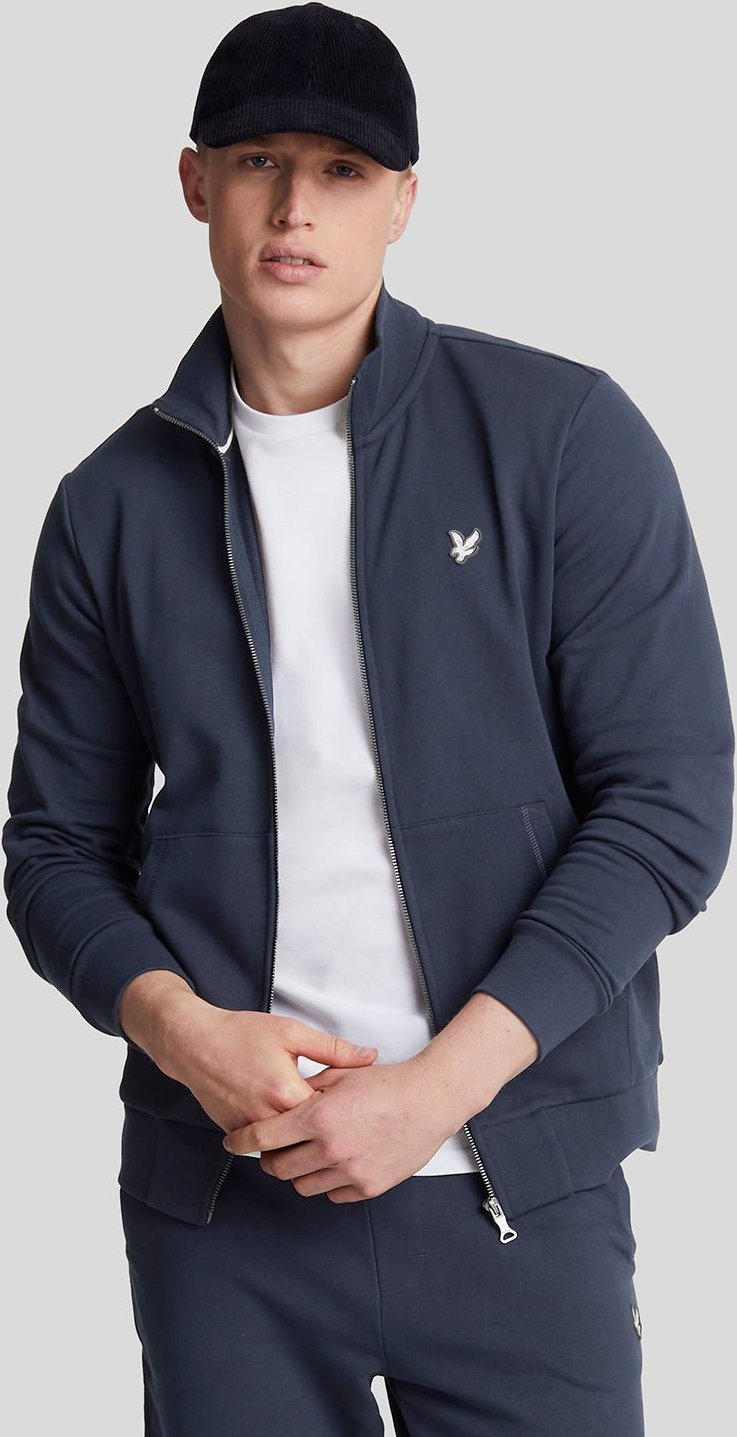 Thumbnail - Lyle & Scott Diagonal gewebtes French Terry-Sweatshirt mit durchgehendem Reißverschluss – Mitternachtsmarine