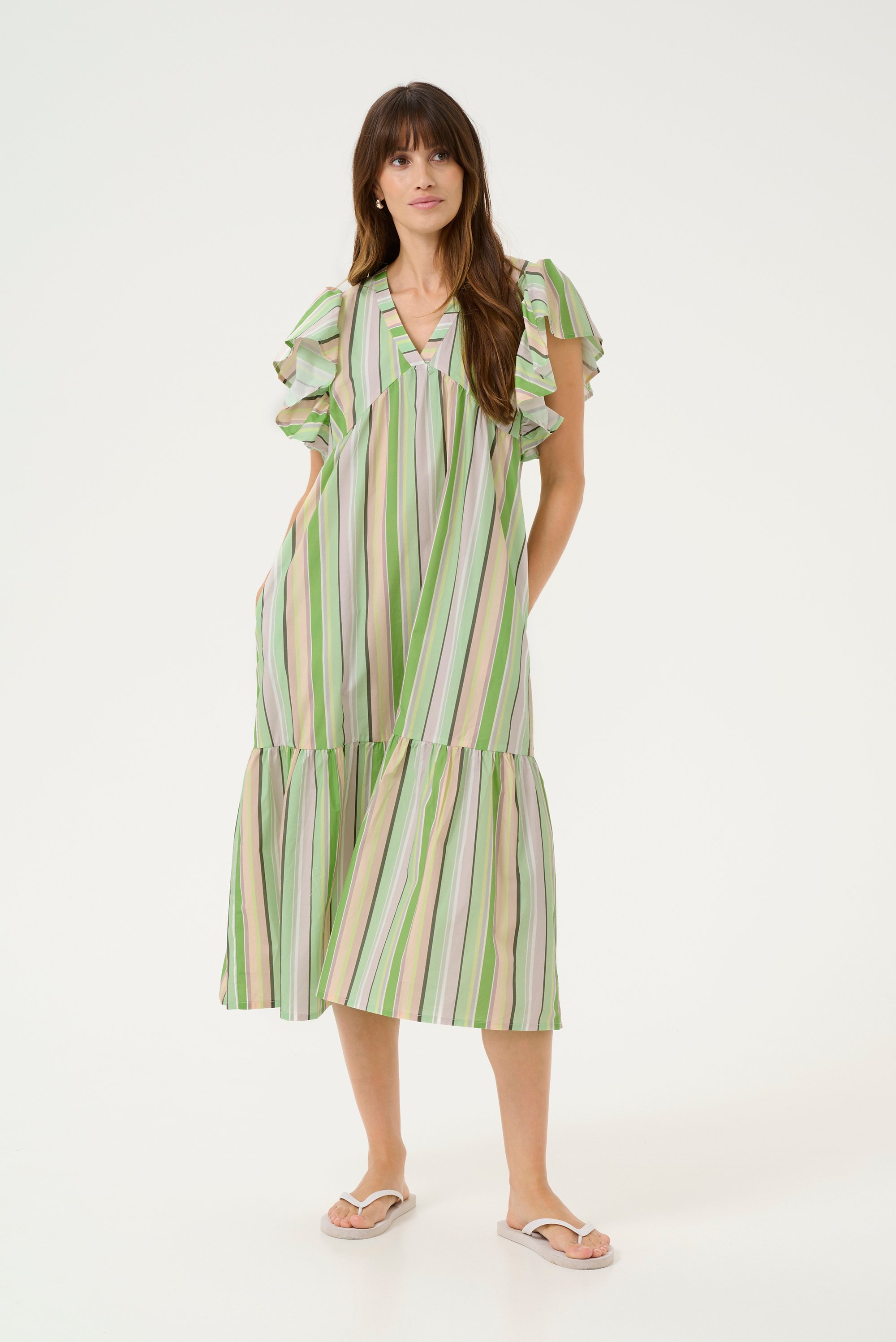 Kleid A-shape Green Stripe multicolour
