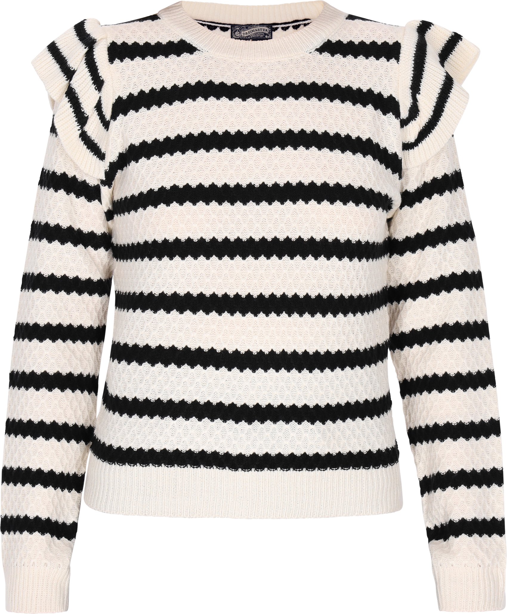Thumbnail - Dreimaster Pullover Damen Schwarz Weiss Streifen