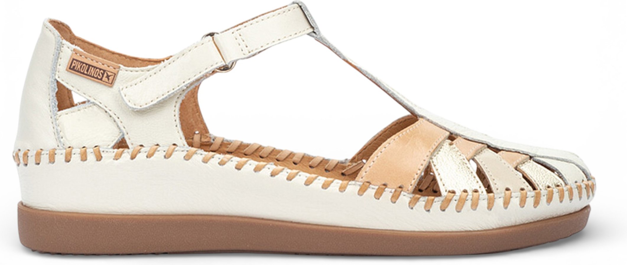 Pikolinos Damen-Keilsandalen aus weißem Leder - Cadaques