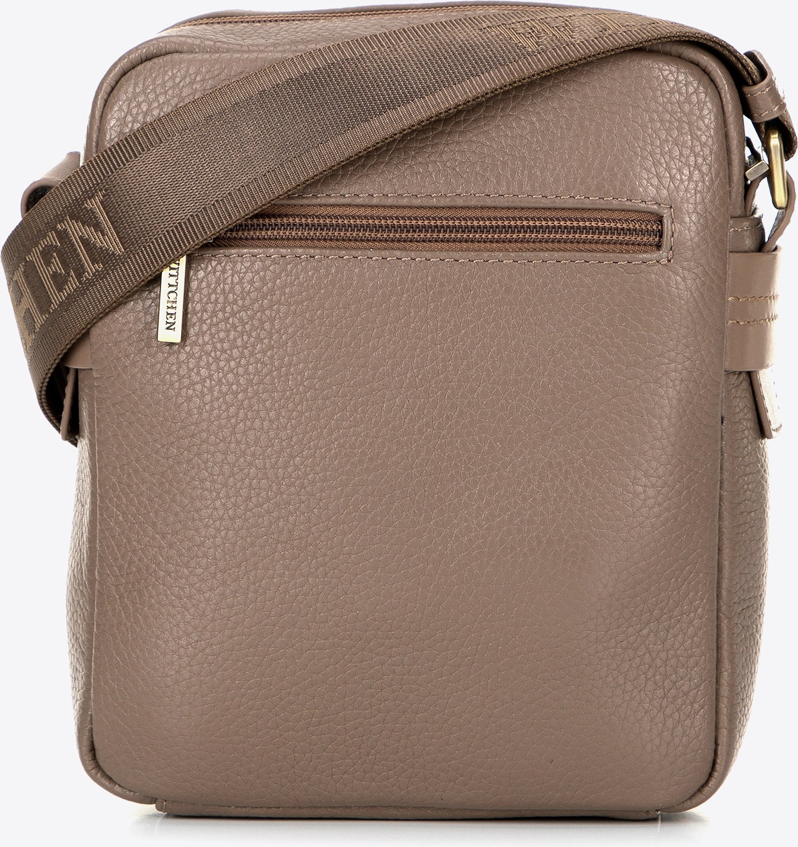 Wittchen Herren-Umhängetasche aus echtem Leder mit taupefarbenen Ziernähten