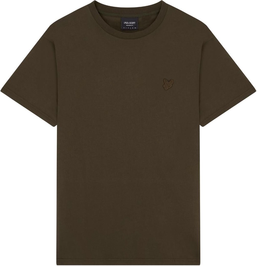 Olivgrünes T-Shirt mit Lyle & Scott-Markenlogo auf der Brust