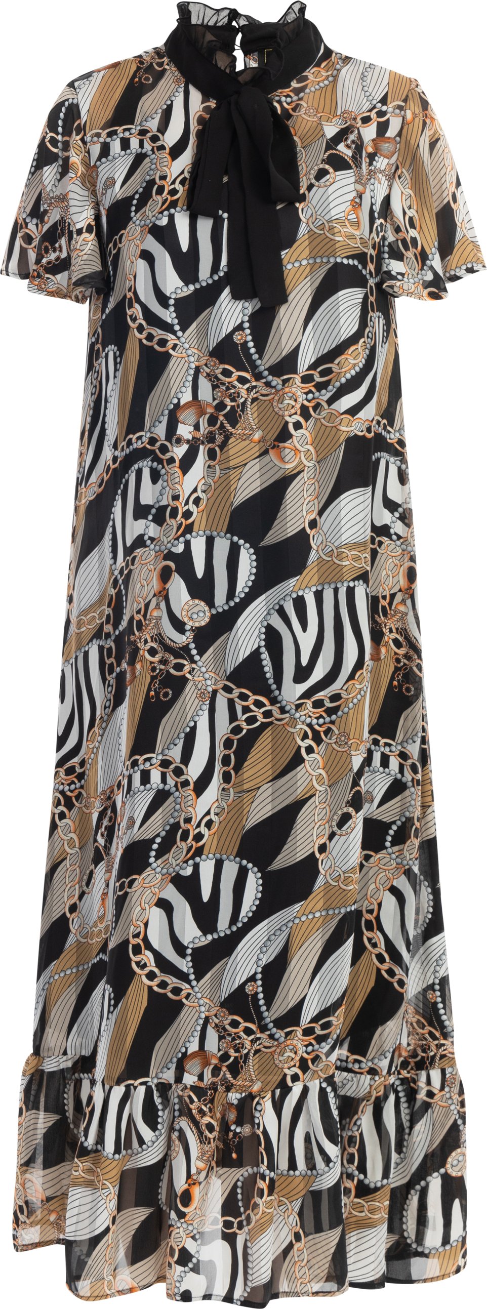 Faina Midikleid Damen Schwarz Mehrfarbig