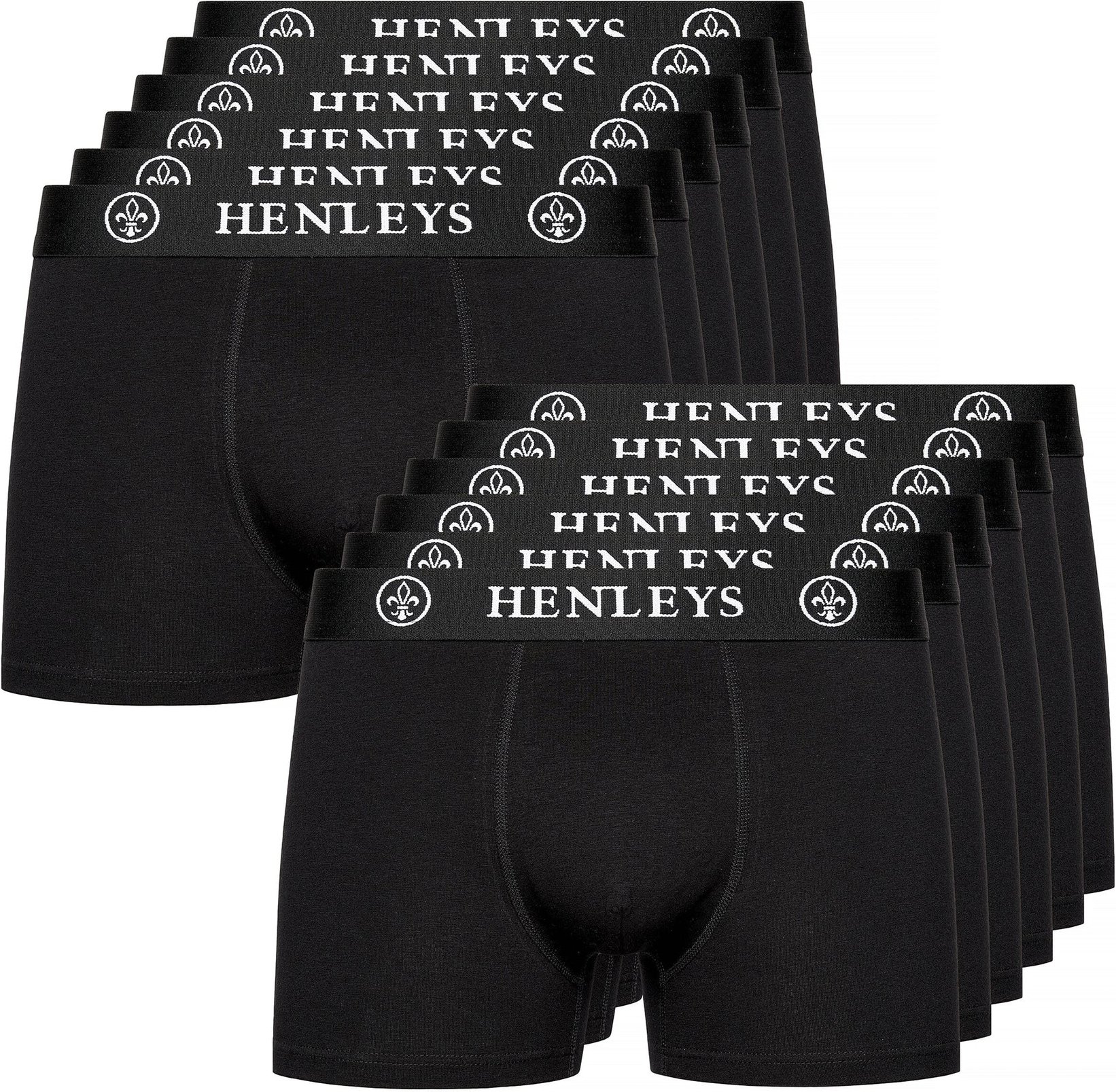 Henleys - "McBlacken" Boxershorts für Herren(12er-Pack) (Schwarz)