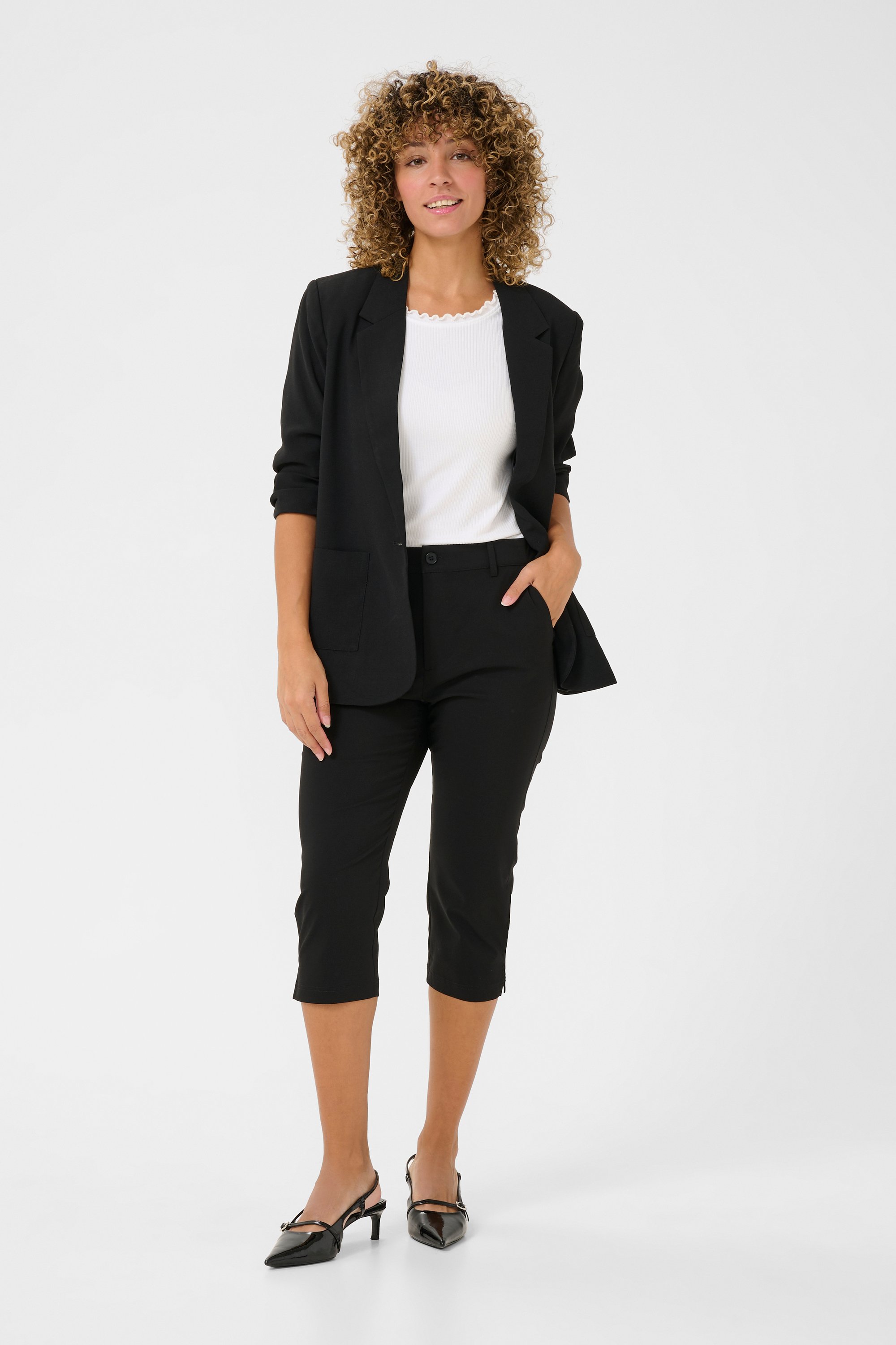 Capri-Hose Slim Fit Tiefschwarz black