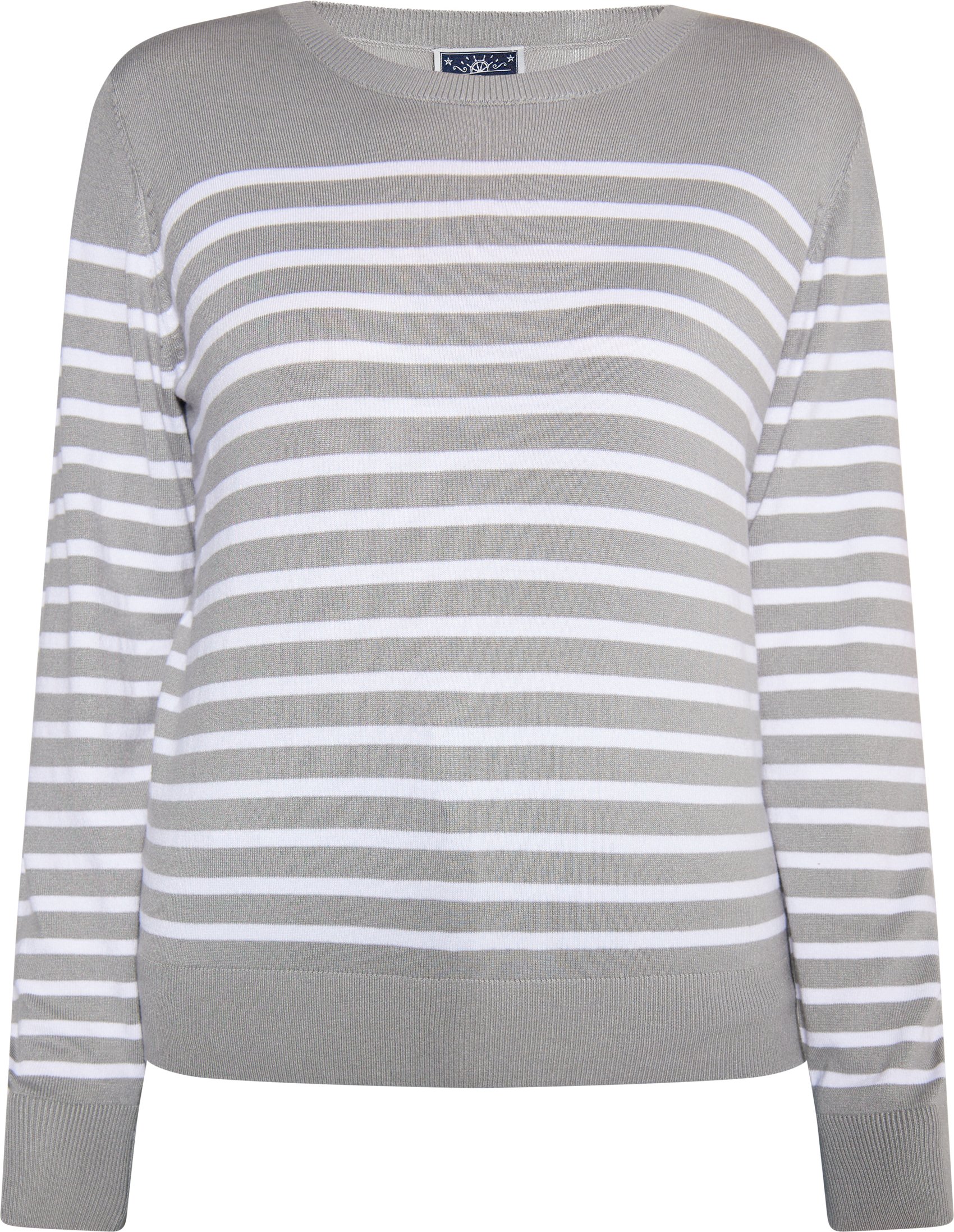 Thumbnail - Dreimaster Strickpullover Damen Grau Weiss
