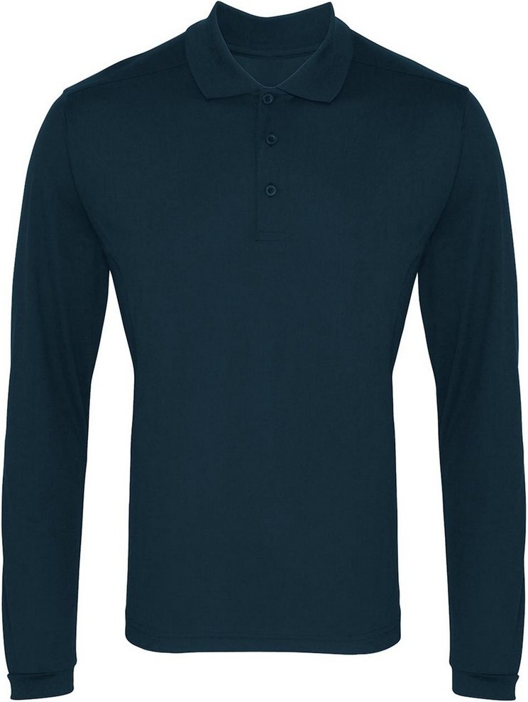 Premier - "Coolchecker" Poloshirt für Herren Langärmlig (Marineblau)