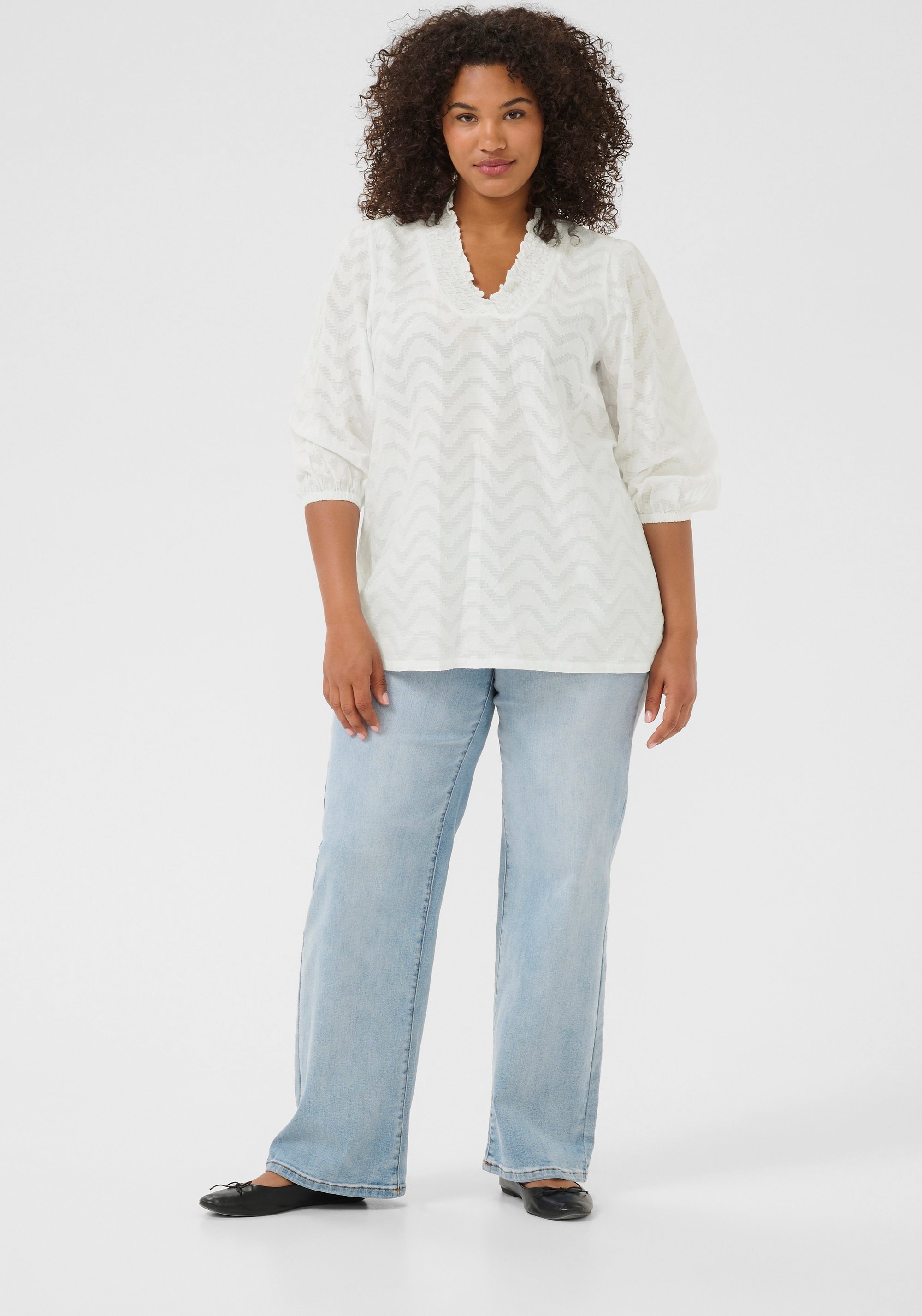 Langarm-Bluse Regular fit Chalk white