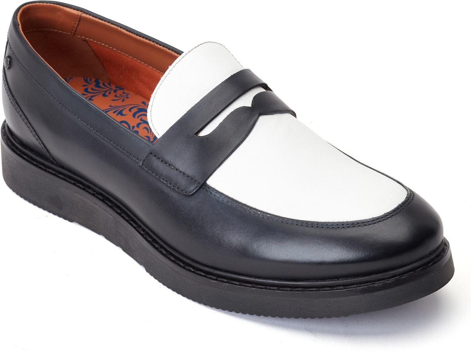 Base London Sid Leder Herrenschuhe Schwarz/Weiß