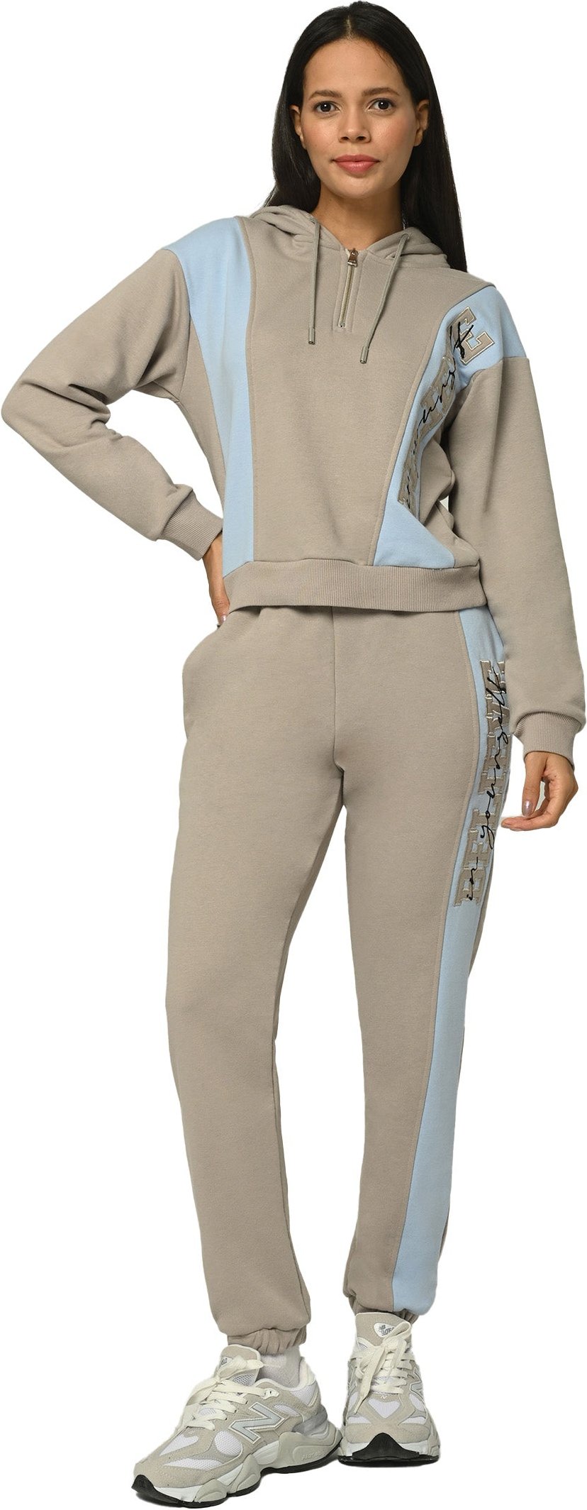 Tom Barron Damen-Trainingsanzug-Set Believe mit halbem Reißverschluss und Applikation