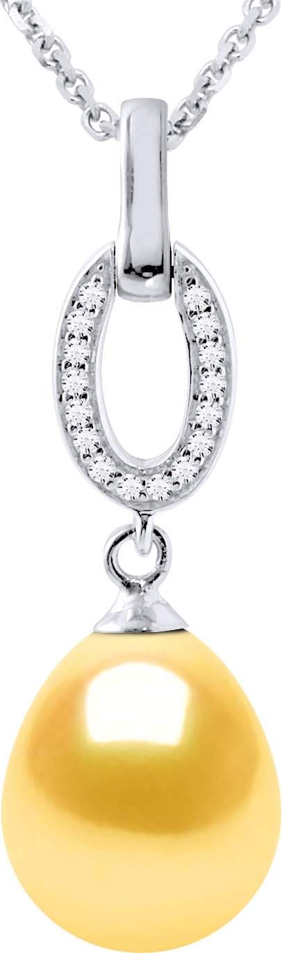 SHUTTLE Halskette Süßwasserperlen-Schmuck 9-10mm Golden 925