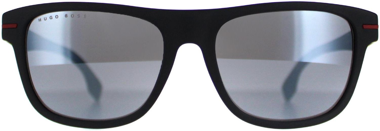 Hugo Boss Rectangle Mens Matt Schwarz Rot Silber Spiegel BOSS 1322/S