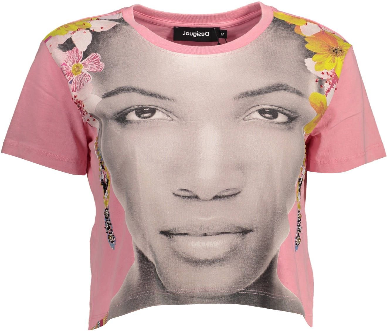 Gesichtdruck Crop T-Shirt Kurzarm Lässiges Oberteil