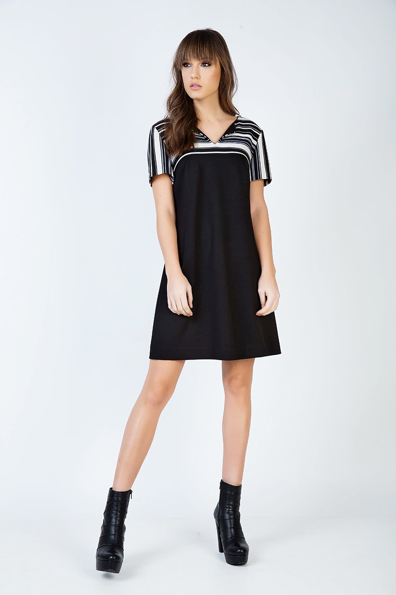 Thumbnail - A-Linien-Kleid mit Streifendetail