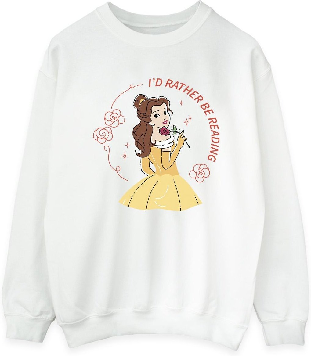 Disney - "Beauty And The Beast I'd Rather Be Reading" Sweatshirt für Damen (Weiß)