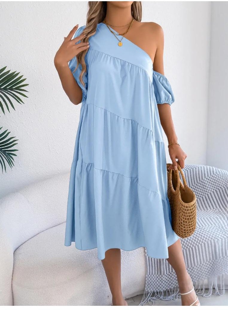 Thumbnail - Damen Ein-Schulter-Stufen-Kleid