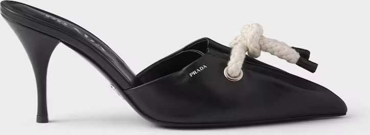 Seilverzierte Leder-Mules mit hohen Absätzen