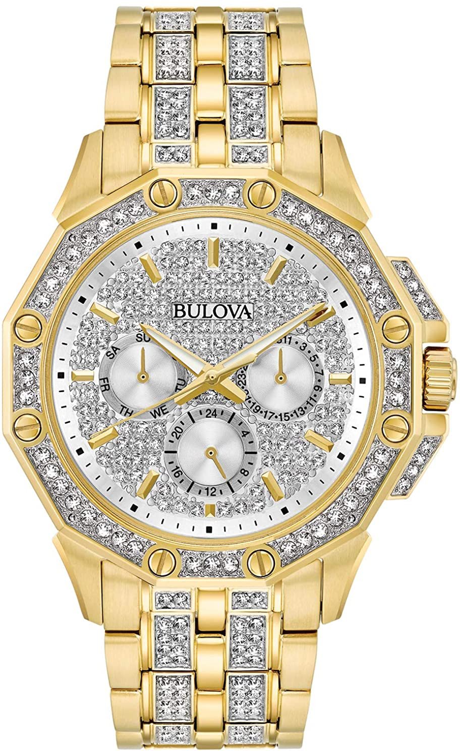 Bulova Crystal Octava Herren-Golduhr 98C126