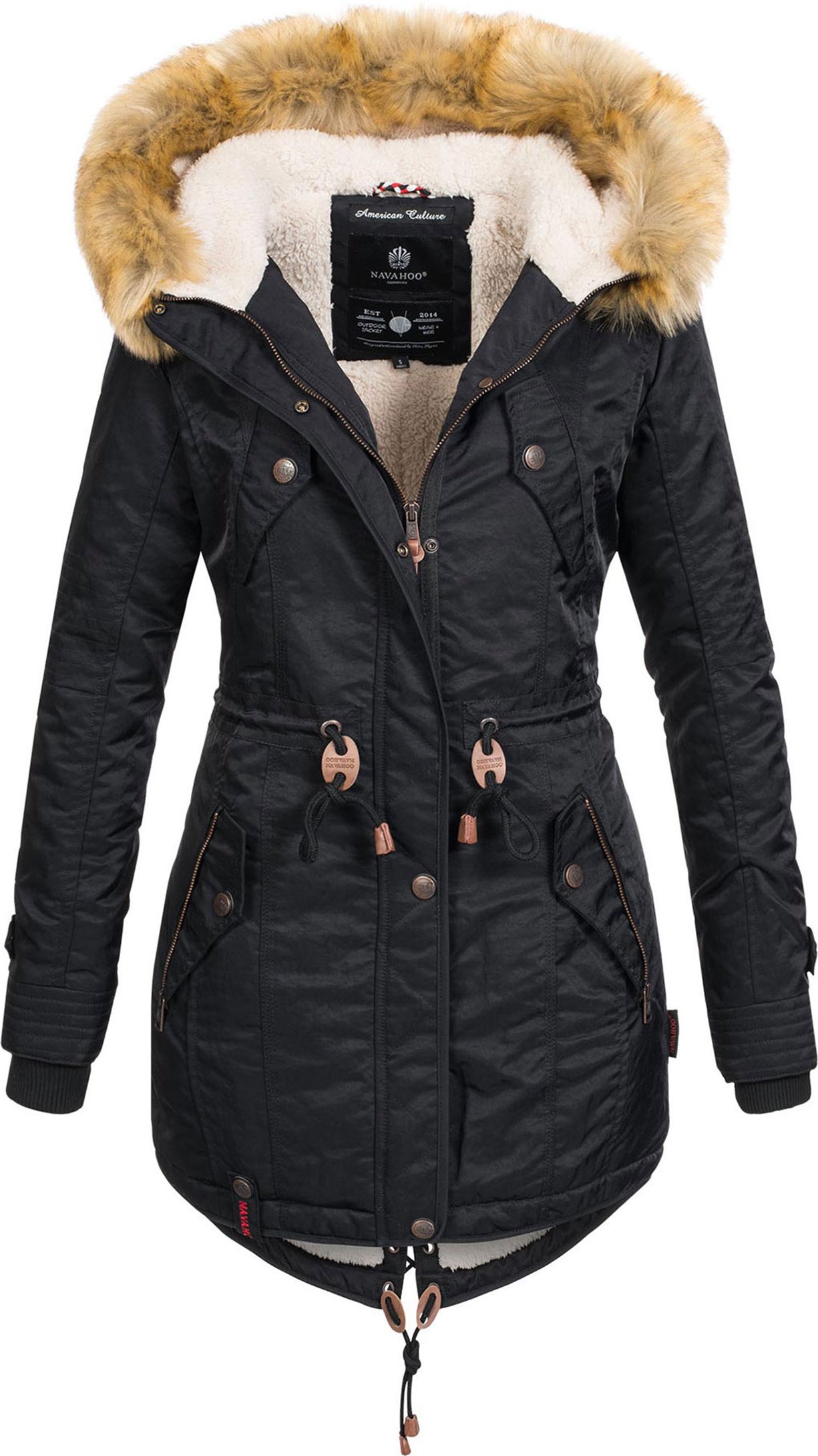 Navahoo Damen Winterjacke B399 – Warm, Wasserabweisend & Mit Abnehmbarem Kunstfellkragen