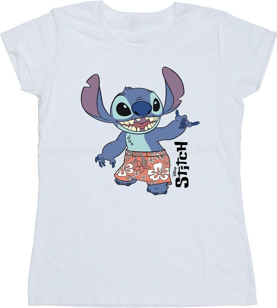 Disney Damen/Lilo & Stitch Bermuda-Shorts T-Shirt aus Baumwolle (Weiß)
