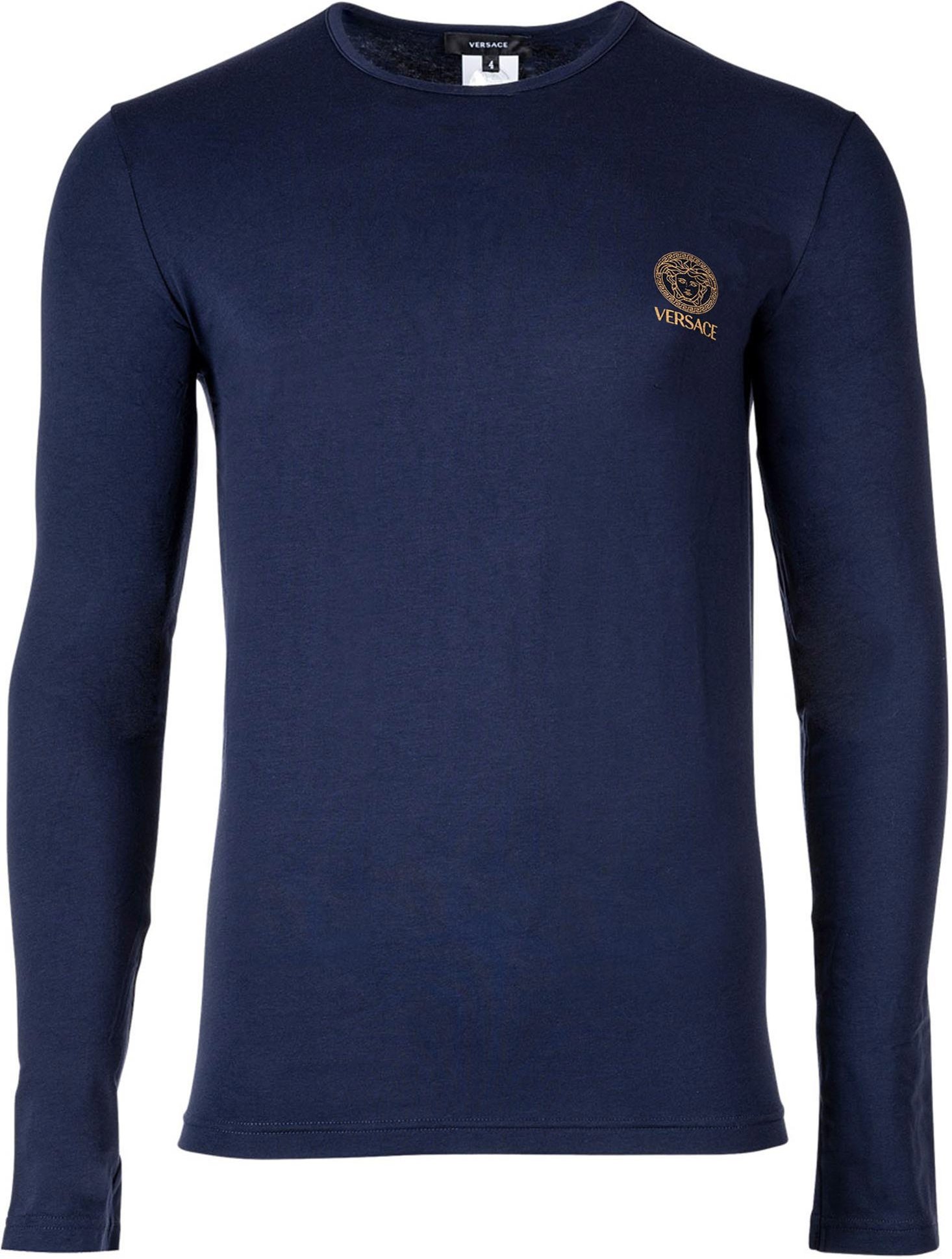 Versace T-Shirt Long Sleeves Round Neck Jersey Topeka Bi-Stretch Cotton Organic New Logo Longsleeve