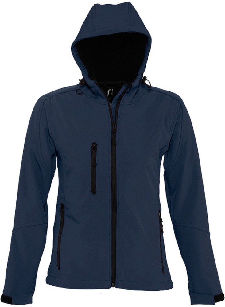 Thumbnail - SOLS Womens/Ladies Replay Hooded Soft Shell Jacket (atmungsaktiv, winddicht und wasserabweisend) (French Navy)