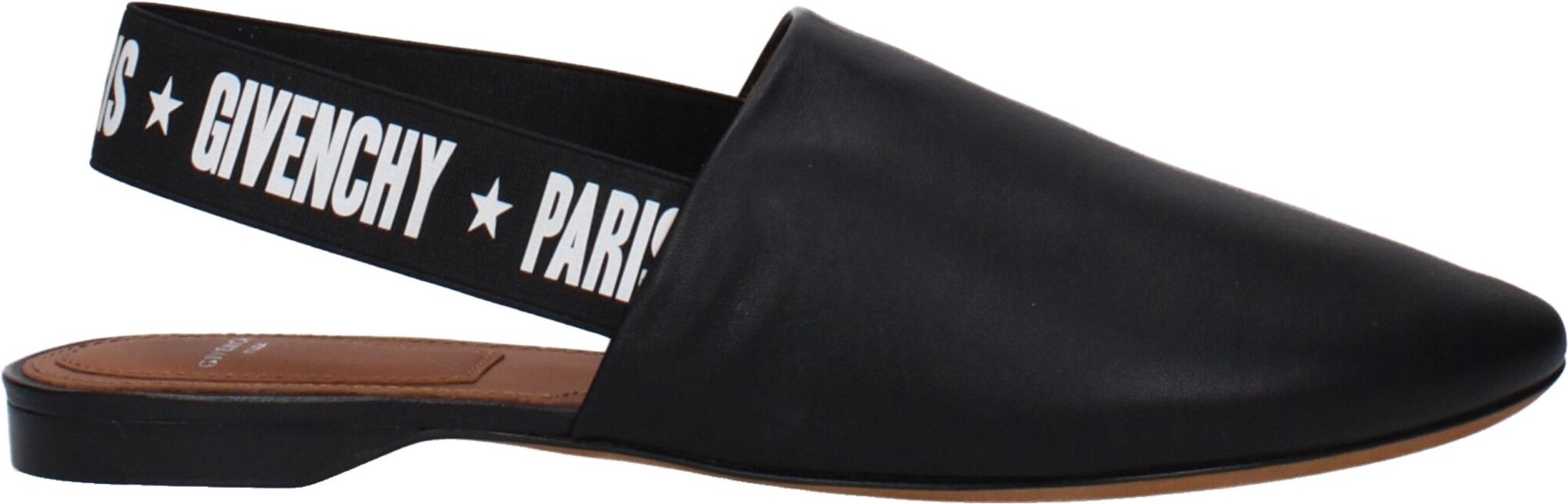 Leder-Pantoletten mit elastischem Riemen