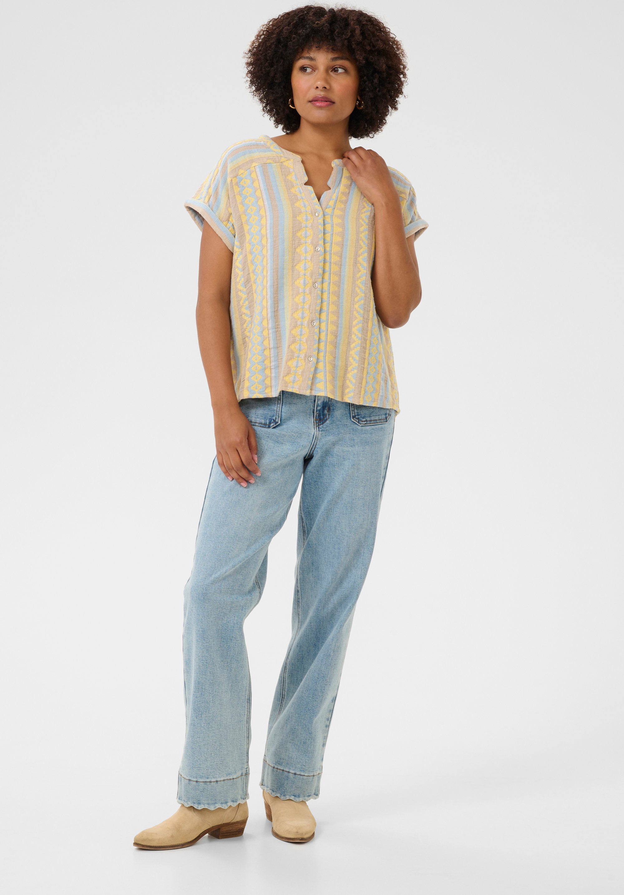 Kurzarm-Bluse Loose fit Truffet jaquard multicolour