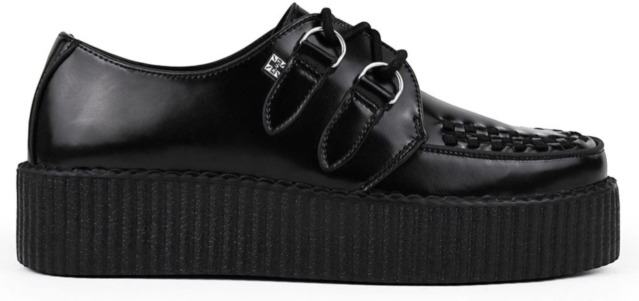 TUK Viva High Creeper Schwarze Leder-Plateau-Schnürschuhe im Gothic-Stil - AV6802