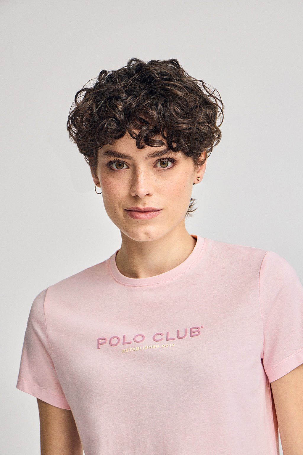 Basic-T-Shirt rosa mit gummiertem Polo Club-Logo