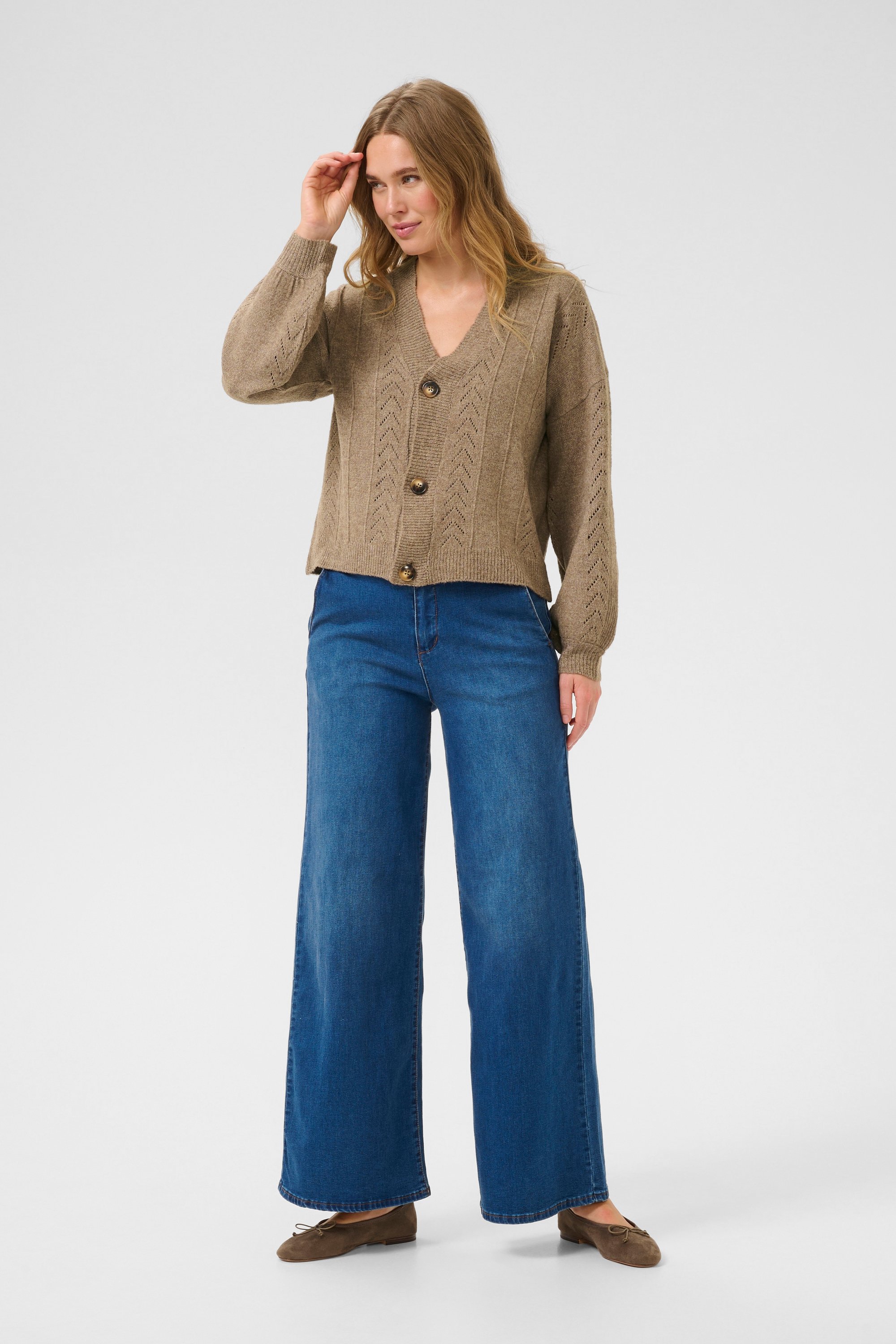 Strickjacke Straight fit Walnut Melange beige