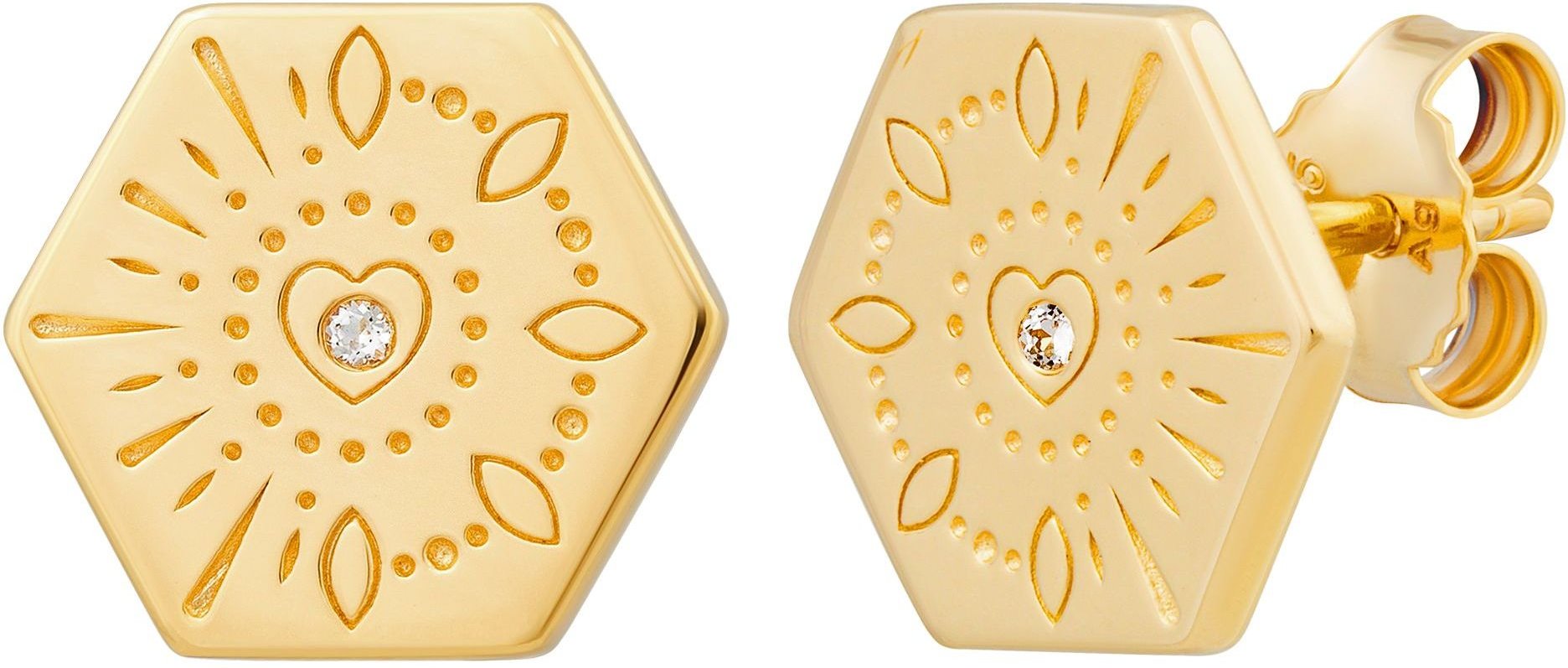 cai Ohrstecker 925 Silber vergoldet Tattoo Motiv Hexagon