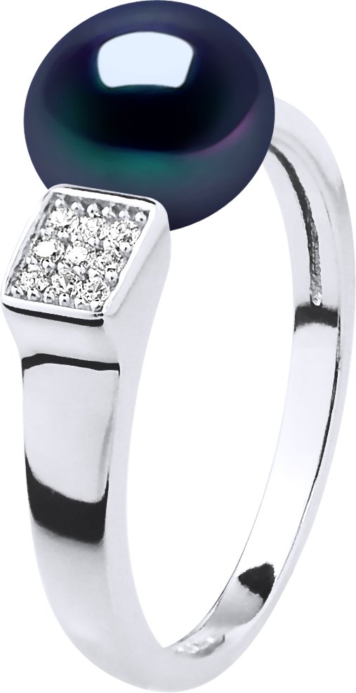 Ring Verstellbarer Süßwasserperlenschmuck 9-10mm Schwarz 925