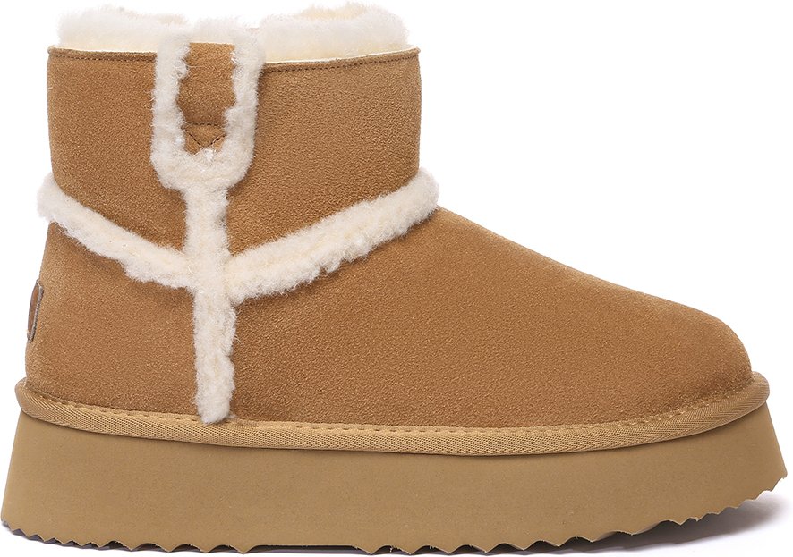 EVER AU Damen Leder Chic Plateau Kurzstiefel - Barren