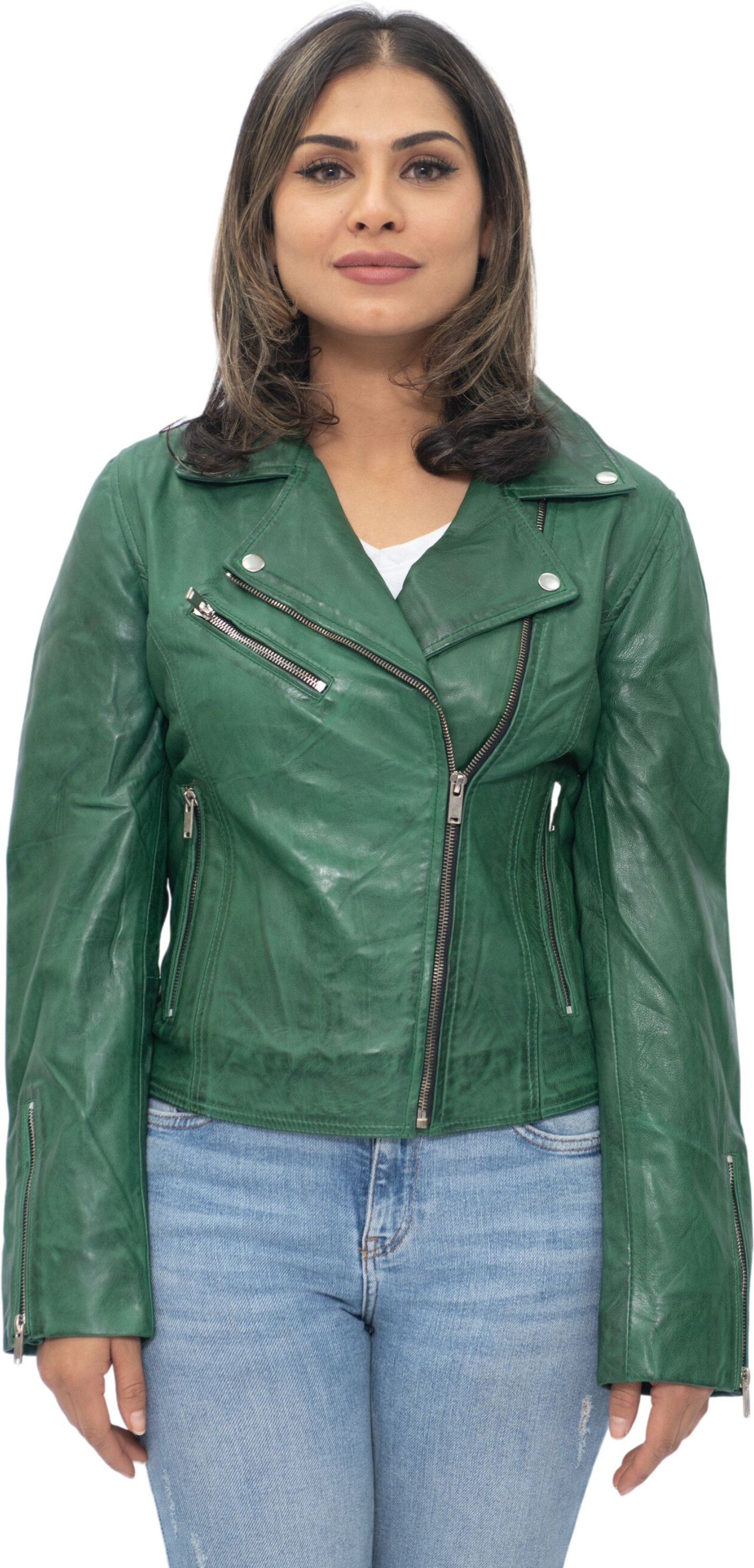 Damen-Leder-Klassiker-Biker-Brando-Jacke-Baku