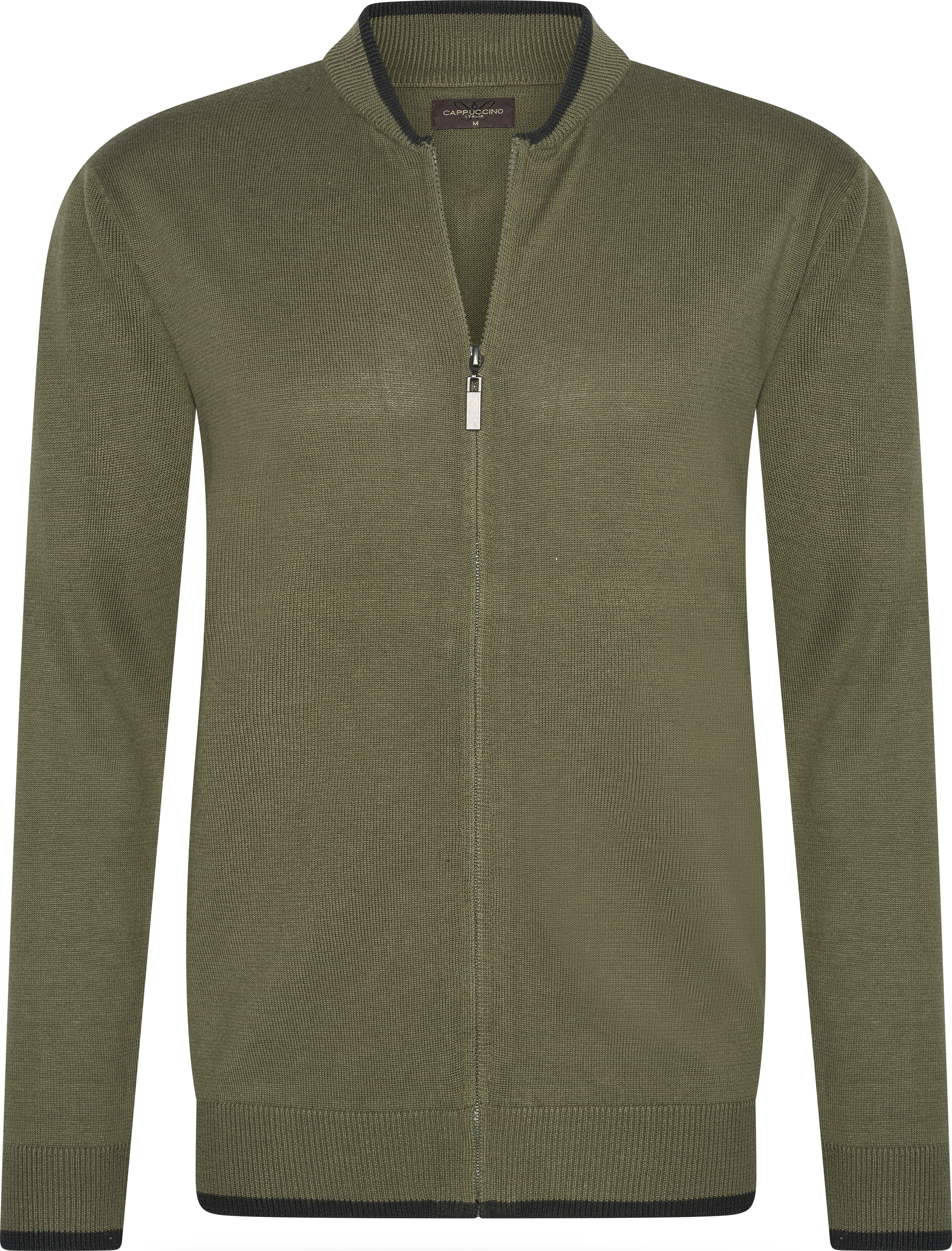 Cappuccino Italia Full Zip Strickjacke für Herren. Die Full Zip Strickjacke besteht zu 100 % aus Baumwolle und Acryl und...