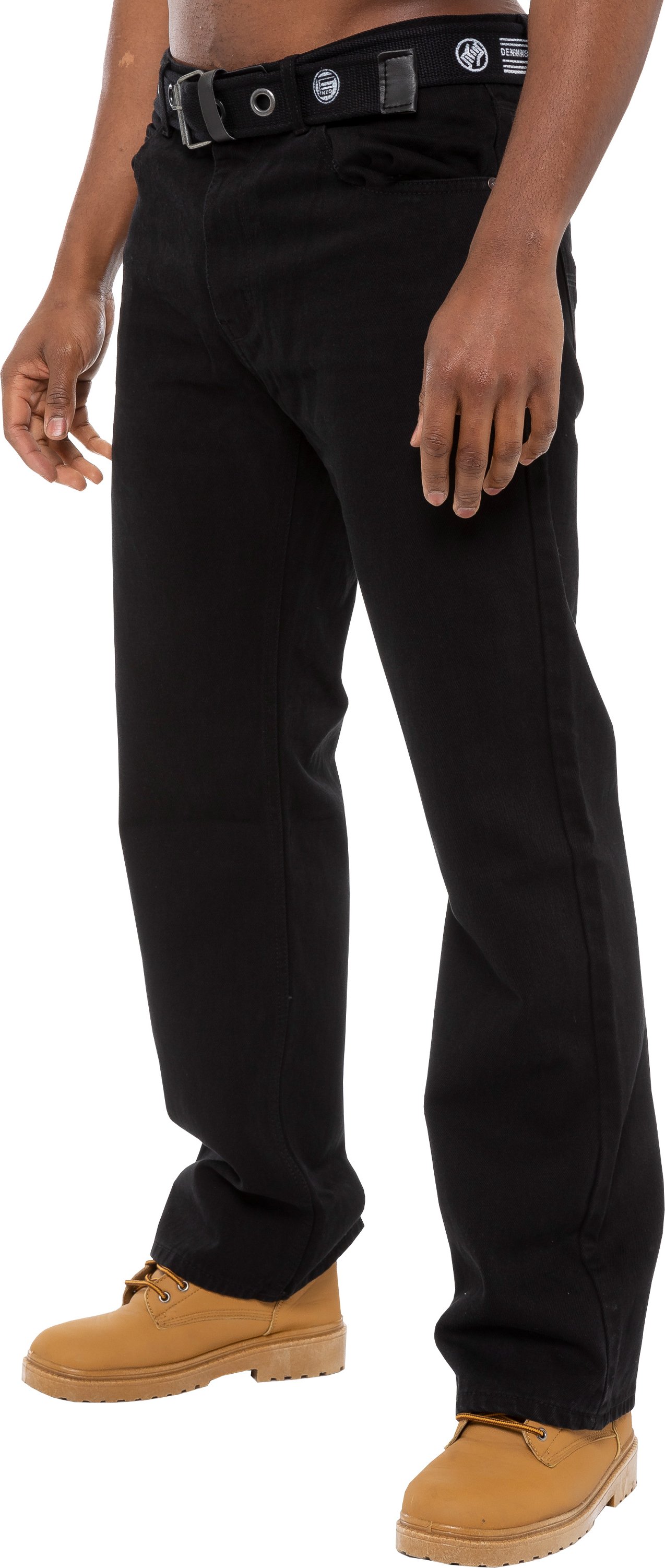 Enzo | Herren Regular Fit Denim Jeans mit Gürtel - Schwarz