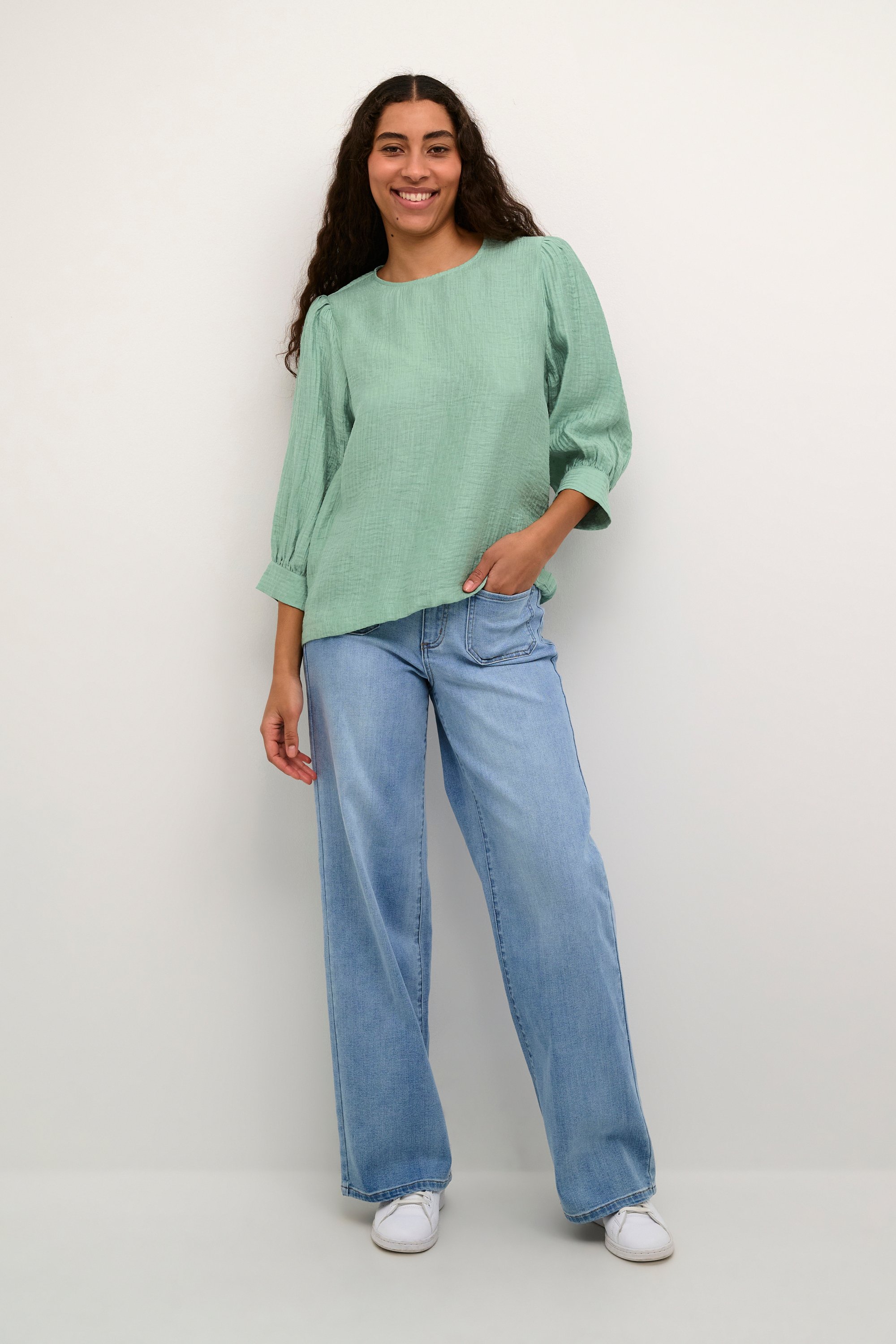 Langarm-Bluse Regular fit Granite Green