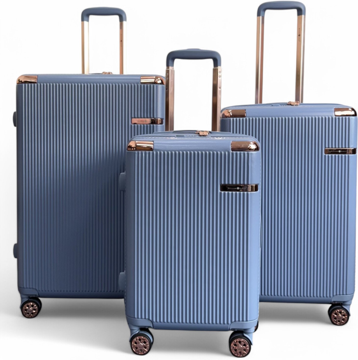 Erweiterbares blaues Hartschalen-Reisekoffer-Set mit 8 Rädern