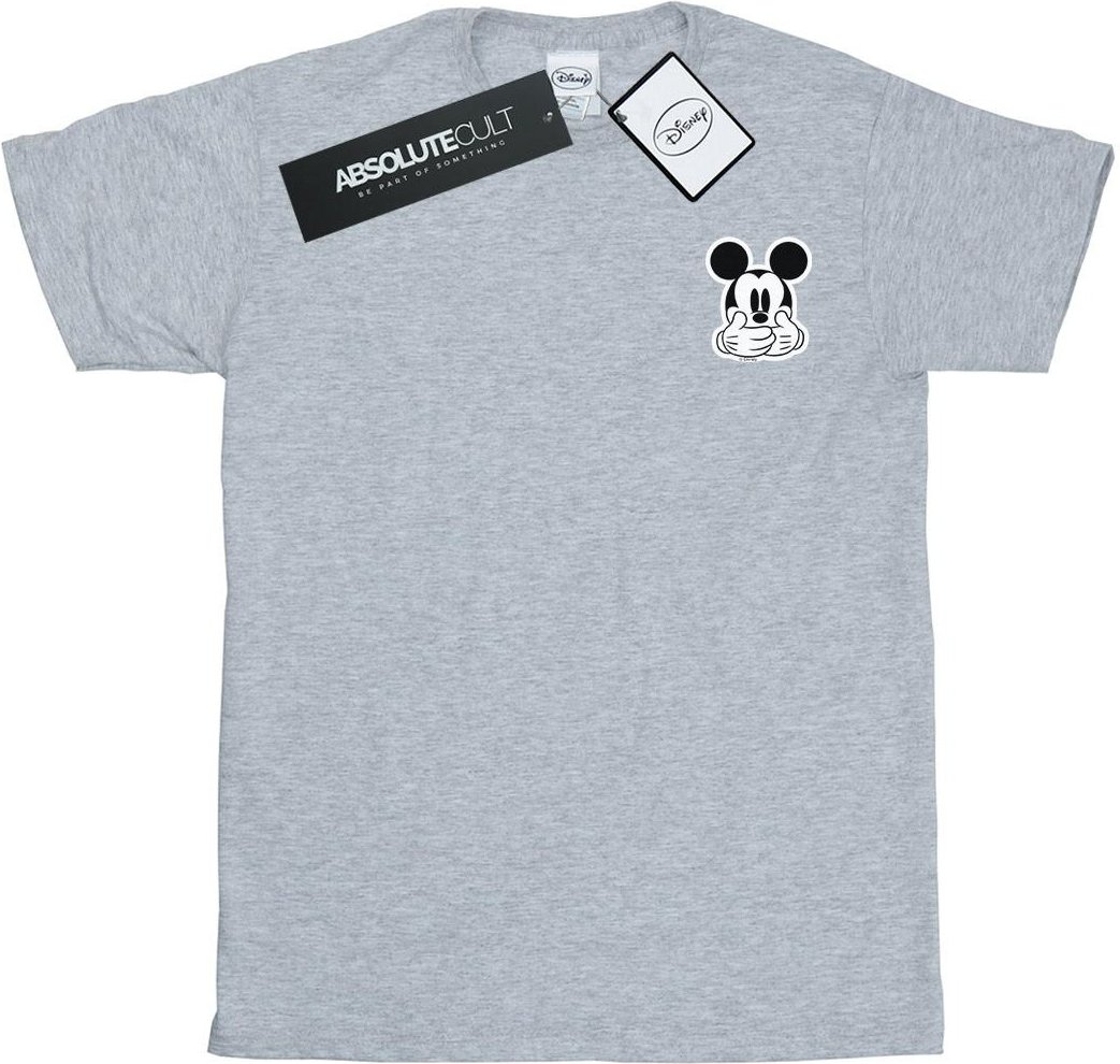 Disney - "Mickey Mouse Dont Speak Breast Print" T-Shirt für Herren (Grau)
