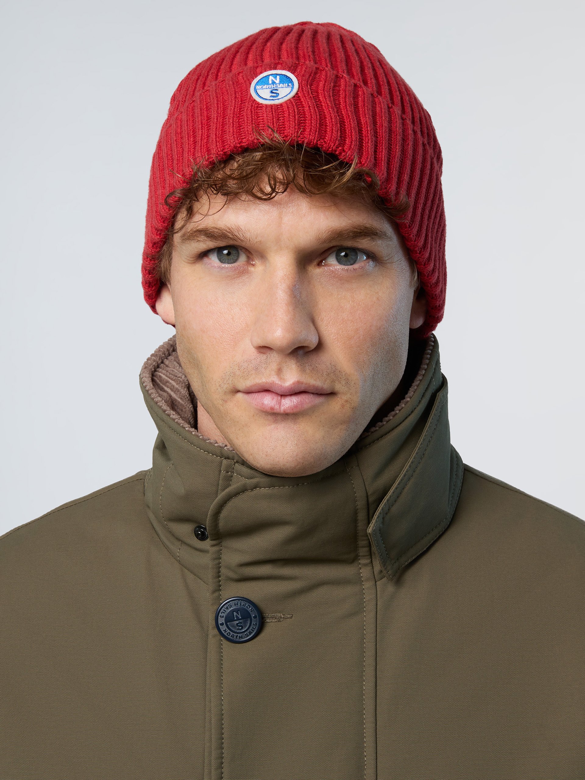North Sails Beanie Breiter Rippstrick mit Logo-Patch
