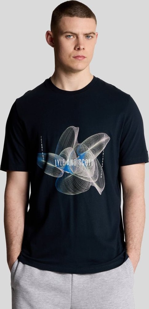 Lyle & Scott T-Shirt mit 3D-Liniengrafik – Grün